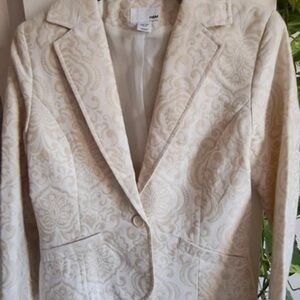 H&M Cream Patterned Women's Blazer